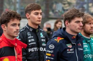 F1 racers pull a playful joke on George Russell at the finish.