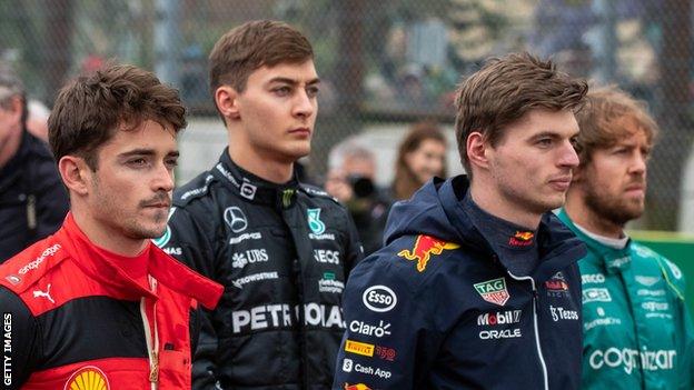 F1 racers pull a playful joke on George Russell at the finish.