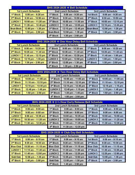 High School Schedule