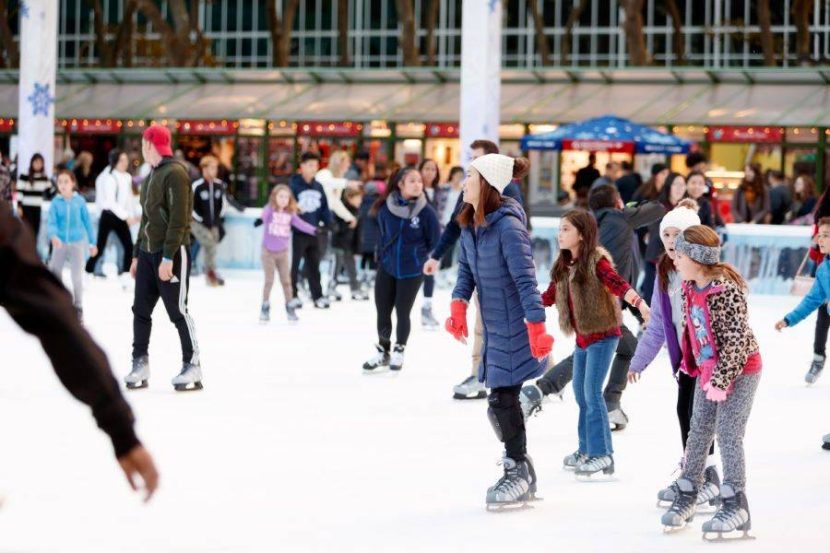 Kids receive an early dismissal from school to skate on ice at Main Street Square