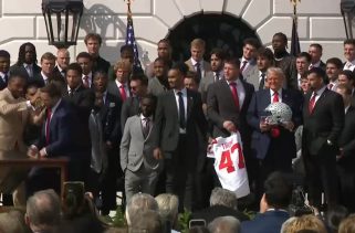 JD Vance fumbles college football championship trophy as Ohio State visits White House