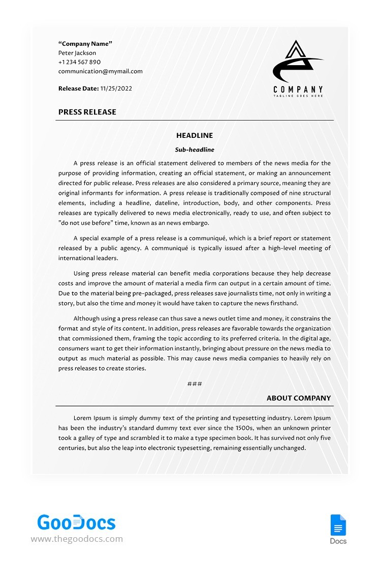 PRESS RELEASE