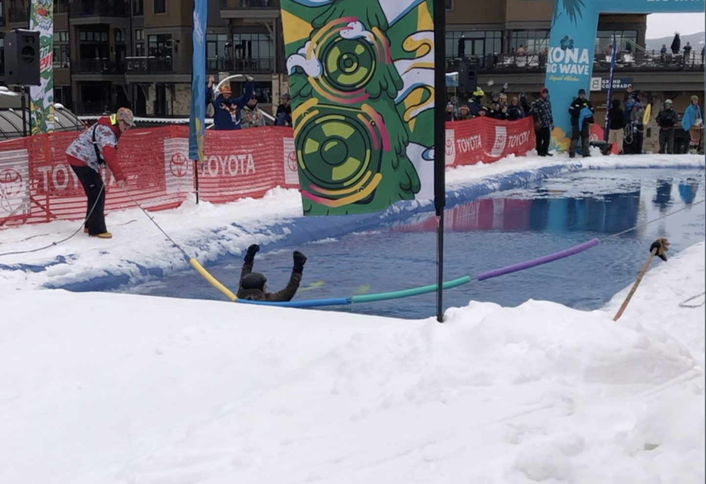 Snowboarder Fakes Pond Skim With His 2