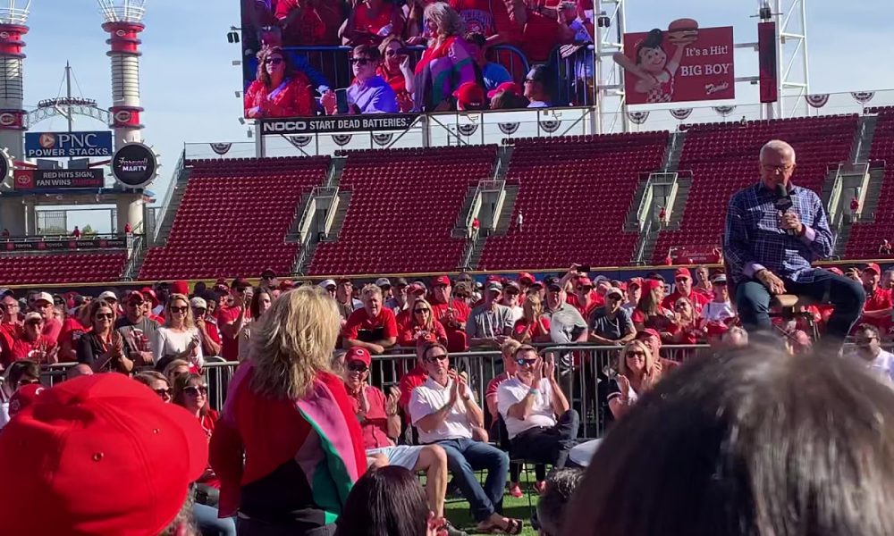 Marty Brennaman receives behind