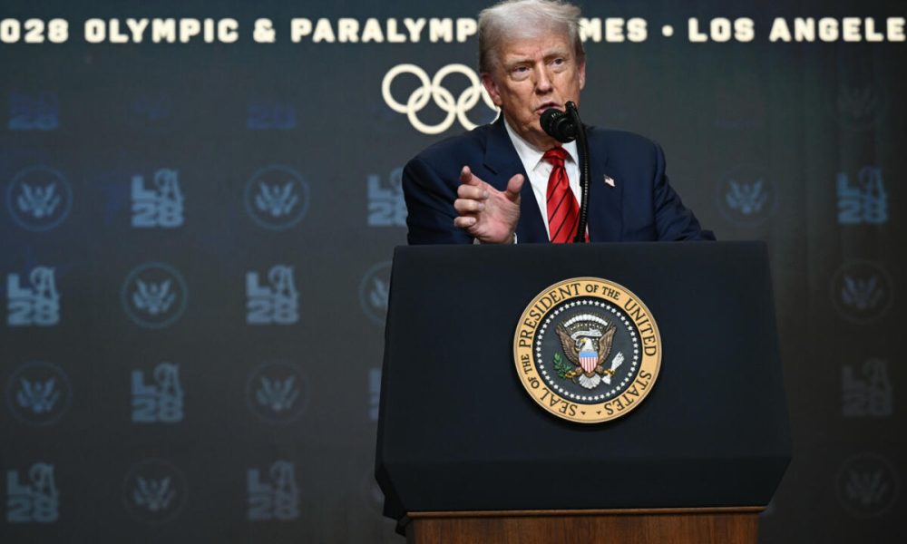 Trump suggests 'very strong testing' for 2028 Olympics women's sports